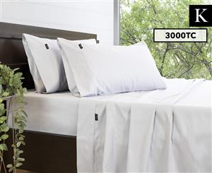 Ardor 3000TC Cotton Rich King Bed Sheet Set - White