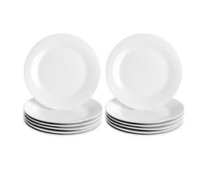 Argon Tableware White Wide Rimmed Dinner Plates - 27cm - Set of 12