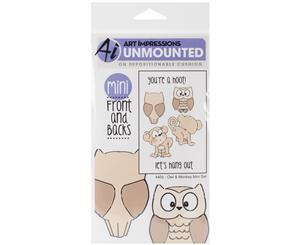 Art Impressions Front-N-Backs Cling Rubber Stamp 7&quotX4"-Owl & Monkey