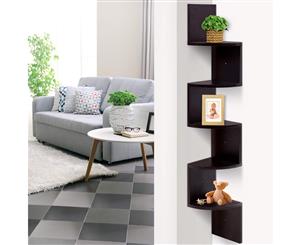 Artiss 5 Tier Corner Wall Floating Shelf Mount Display Bookshelf Rack Brown