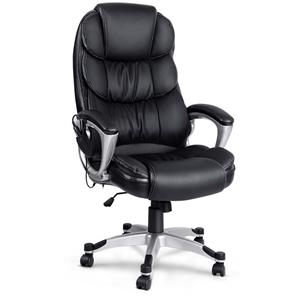 Artiss 8 Point Heated Massage Office Chair Vibration Executive Computer Black