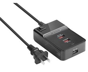 Astrotek USB Charging Station Charger Hub 3 Port 5V 3A with 1.5m Power Cable Black for iPhone Samsung iPad Tablet GPS