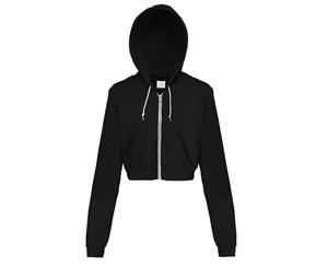 Awdis Just Hoods Womens/Ladies Girlie Cropped Full Zip Hoodie Jacket (Jet Black) - RW3482