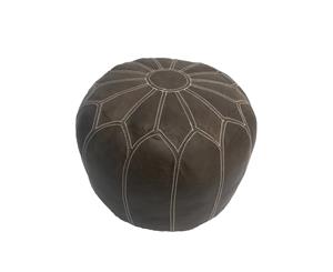 BROWN BLOOM LEATHER OTTOMAN