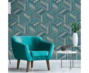 Belgravia Decor Hudson Geometric Wallpaper Teal (9793)