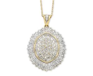 Bevilles Flower Cluster Necklace with 1.50ct of Diamonds in 9ct Yellow Gold Chain