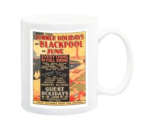 Blackpool Summer Holidays Travel Poster Mug - 11 Fluid Oz