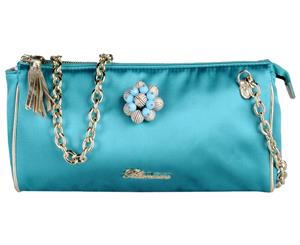 Blumarine Satin Baguette Bag - Turquoise