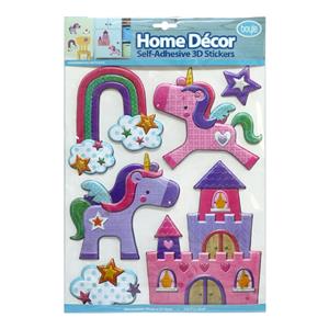 Boyle Home Decor Self-Adhesive 3D Stickers - Woodgrain Unicorns