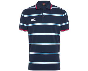 Canterbury Mens Planate Yarn Dye Rib Knit Polo Shirt - Navy