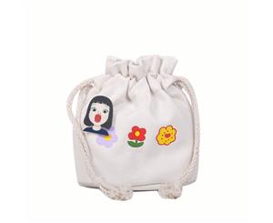 Canvas Crossbody Bags Girl Bucket Bag - White