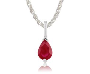 Classic Pear Ruby Pendant in 9ct White Gold