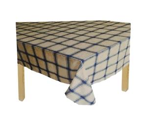 Country Style Table Cloth IVORY and BLUE CHECK Tablecloth RECT 140x185cm New