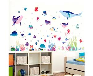 Cute Cartoon Fish Wall Stickers Decals (Size 89cm x 59cm)