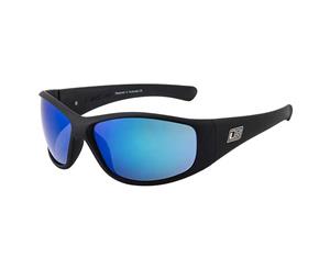 Dirty Dog Ridge Satin Black with Blue Mirror Polarised Lense Sunglasses