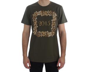 Dolce & Gabbana Crewneck 2015 Motive Print Green Cotton T-Shirt