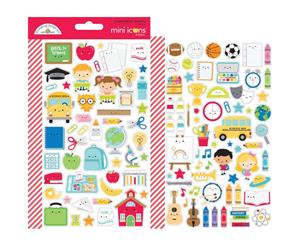 Dooblebug Mini Cardstock Stickers 2 pack - School Days - Icons