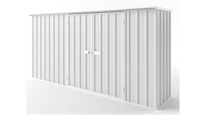 EasyShed D3808 Tall Flat Roof Garden Shed - Off White