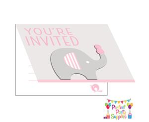 Elephant Girl Little Peanut Invitations 8 Pack