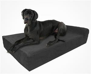 Extra Large Orthopedic Memory Foam Dog Bed with Pillowtop Headrest - Big Paws - Charcoal Grey - Water Resistant Inner Cover