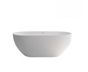 Fienza Nero Cast Stone Solid Surface Bath 1550mm Matte White - Matte White Nero With Overflow