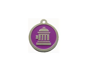 Fire Hydrant ID Tag - Purple & Silver