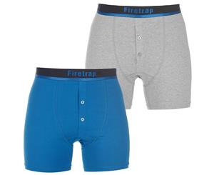 Firetrap Men 2 Pack Boxers - Teal/GreyMarl