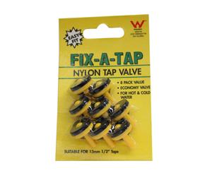 Fix-A-Tap Nylon Tap Economy Valves 8 Pack Suits 13mm (1/2 Inch) Tap 208118