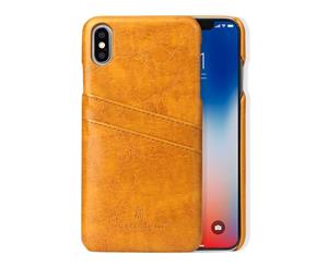 For iPhone XS MAX CoverDeluxe Wallet with Card Slots Leather Phone CaseYellow