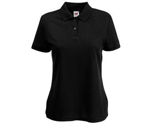 Fruit Of The Loom Womens Lady-Fit 65/35 Short Sleeve Polo Shirt (Black) - BC384