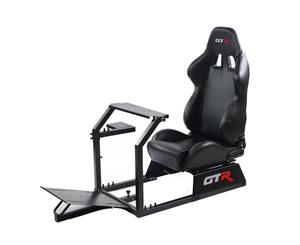 GTR Simulator GTA Model Black with Black Real Racing Seat Driving Simulator Cockpit Gaming Chair with Gear Shifter Mount