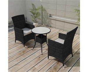 Garden Dining Set 5 Piece Poly Rattan Black Table Chair Seat Cushion