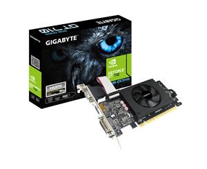 Gigabyte GeForce GT 710 2GB GDDR5 PCI-E Graphics Card GPU Speed 954MHz Single Fan 1 Slot VGA+DVI+HDMI 144mm Length Max 3 Displays Low Profile