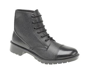 Grafters Mens 6 Eye Grain Leather Cadet Boots (Black) - DF582