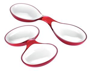 Guzzini Kitchen Active Two-Tone Interlocking Serving Dishes Acrylic Red/White