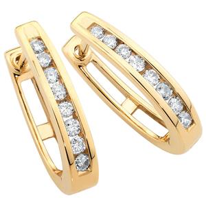 Hoop Earrings with 1/4 Carat TW of Diamonds in 10ct Yellow Gold