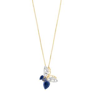 Insect Pendant with Blue Stones and 0.20 Carat TW Diamonds with Chain