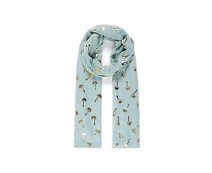 Intrigue Womens/Ladies Metallic Palm Tree Print Scarf (Duck Egg Blue/Gold) - JW216