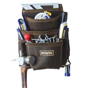 Irwin 10 Pocket Leather Nail And Tool Bag