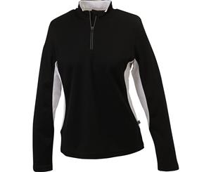 James And Nicholson Womens/Ladies Long Sleeved Half Zip Running Shirt (Black/White) - FU422