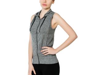 Jerf- Womens-Bufeo Grey melange - Seamless Hoodie Vest Jacket