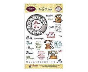 Justrite Papercraft Clear Stamp Set 4X6 Call Me Soon 35 Pieces