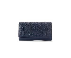 KAJA Clothing Minna Embossed Leather Clutch | Navy