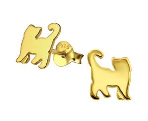 Kids Sterling Silver Plain Cat Stud Earrings