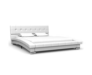 King Single Bed Frame White Faux Leather Upholstered Bedroom Furniture