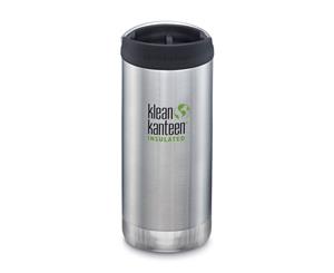 Klean Kanteen TKWide Insulated Drinking Bottle Cafe Cap 12oz - Brushed Stainless