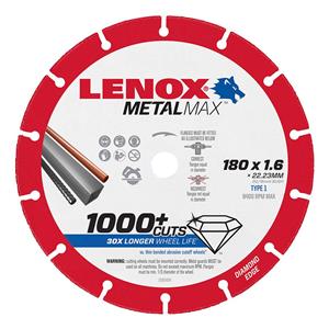 Lenox 180 x 1.5 x 22.2mm Diamond Metal Cut Off Disc - METALMAX