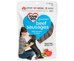 Love Em Dog Food Gourmet Sausages Beef 120g (DTL1380)