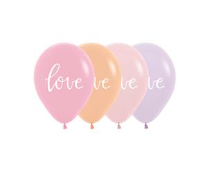 Love Pastel Pink 30cm Latex Balloons White Ink 50pk