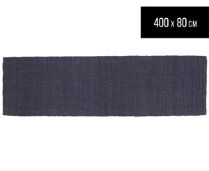 Maple & Elm 400x80cm Chunky Knit Jute Runner Rug - Navy